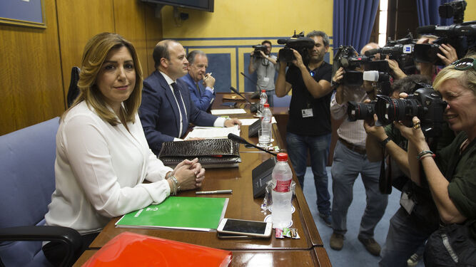 La presidenta de la Junta, Susana Díaz, el día de su comparecencia en la comisión de investigación de los cursos de formación.