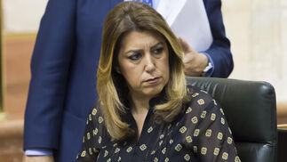 Susana DÃ­az, en su escaÃ±o del Parlamento.